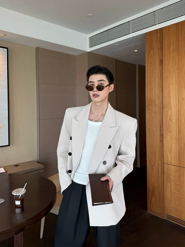 Double-Breasted Loose Fit Suit Jacket 4