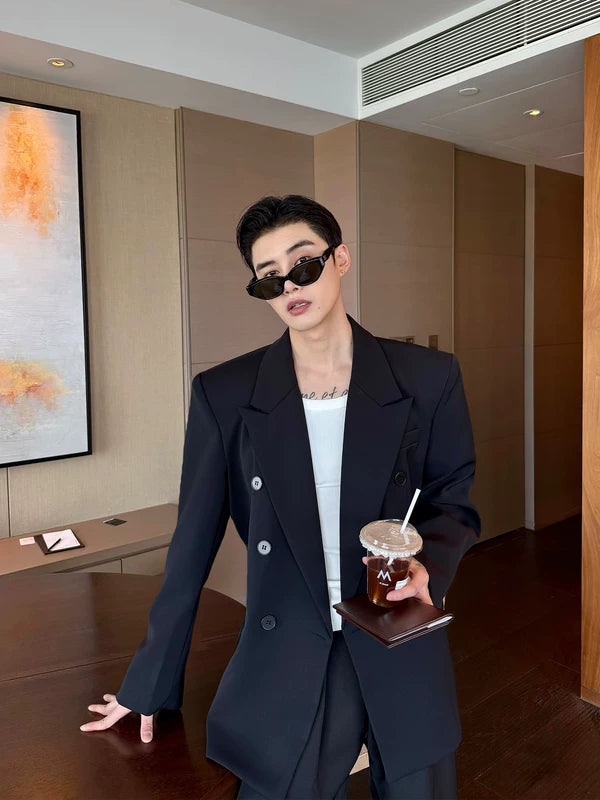 Double-Breasted Loose Fit Suit Jacket 5