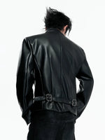 Double-Breasted Slim-Fit Leather Rider Jacket 3