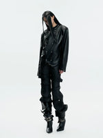 Double-Breasted Slim-Fit Leather Rider Jacket 4