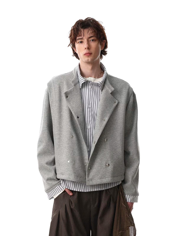 Double-Breasted Stand Collar Short Jacket 4