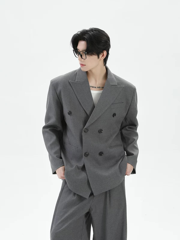 Double-Breasted Suit Jacket and Wide-Leg Pants 3