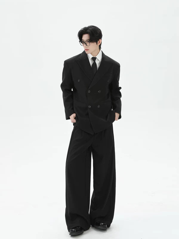 Double-Breasted Suit Jacket and Wide-Leg Pants 4