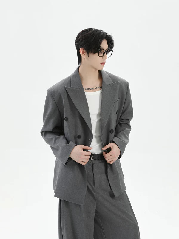 Double-Breasted Suit Jacket and Wide-Leg Pants 5