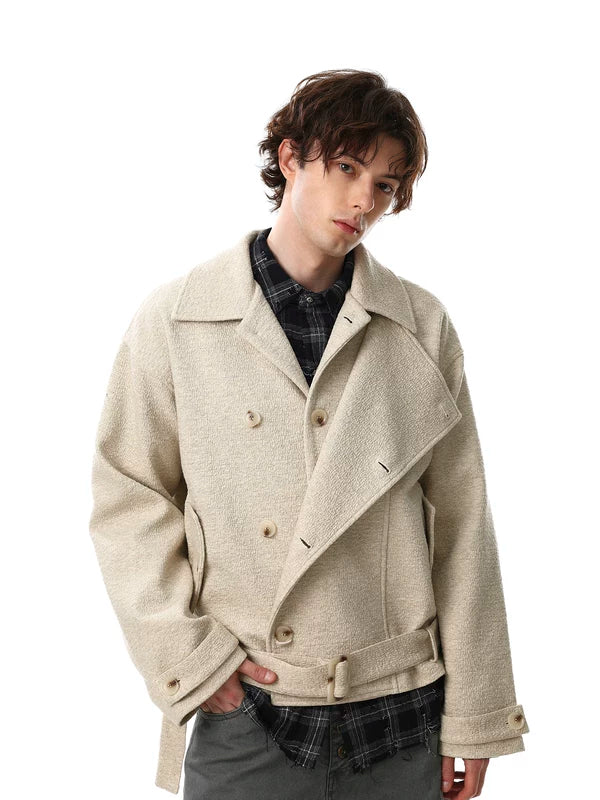 Double-Breasted Wool Coat with Belt 3