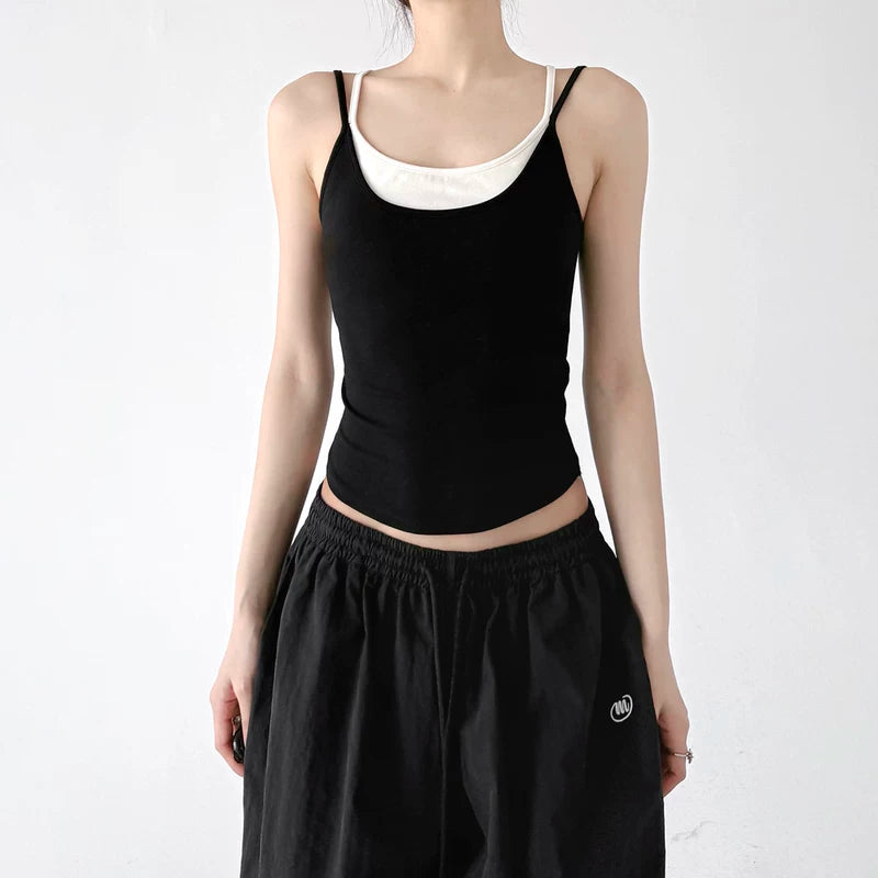 6211627530559, Double Strap Layered Neckline Tank Top