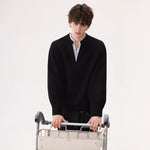 6025681933785,6025681933786,6025681933787,6025681933788, Double V-Neck Pullover Sweatshirt