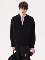 Double V-Neck Pullover Sweatshirt Top 3