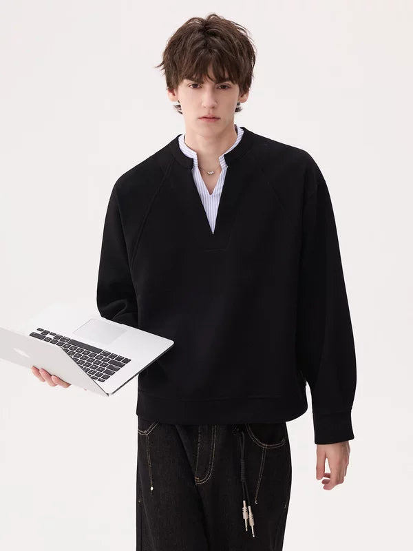 Double V-Neck Pullover Sweatshirt Top 5