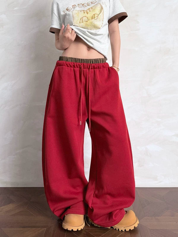 Double Waistband Relaxed Wide Leg Sweatpants 3