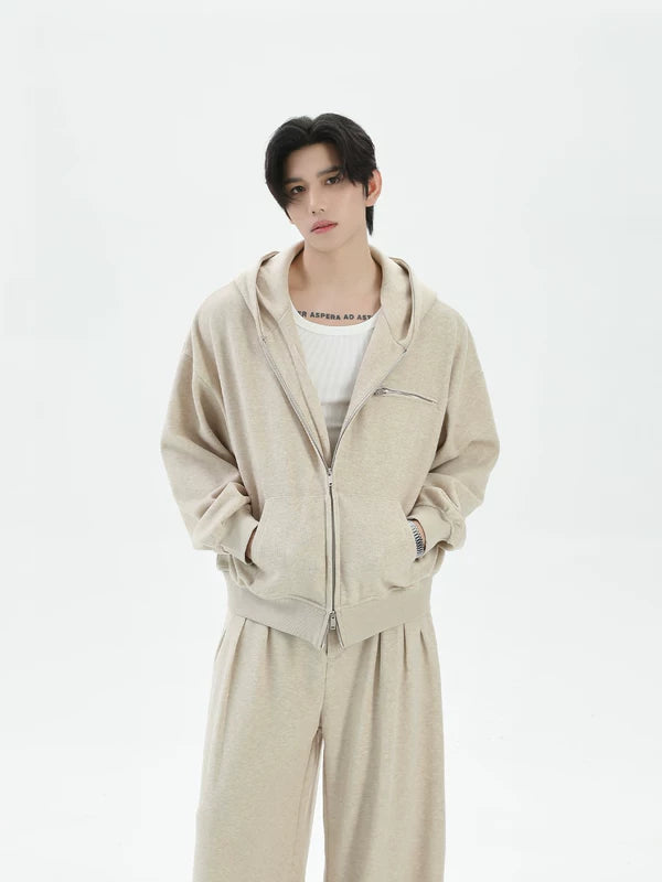 Double-Zip Hoodie and Wide-Leg Pants Set 3