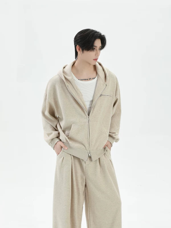 Double-Zip Hoodie and Wide-Leg Pants Set 5