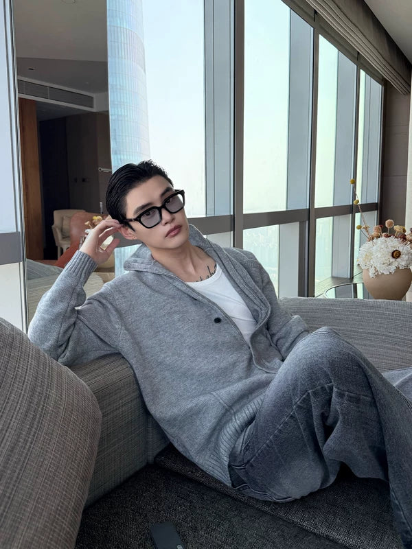 Double Zipper Knit Cardigan Sweater Jacket 2