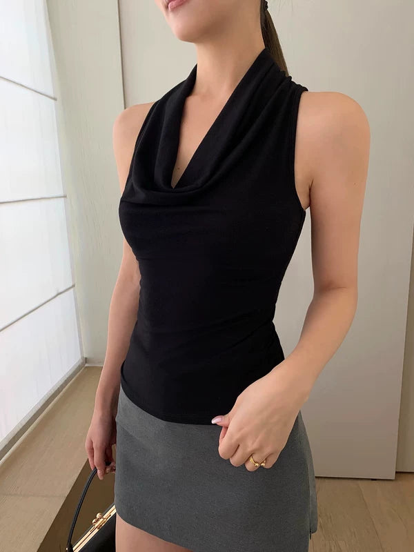 Draped Halter Neck Racerback Tank Top 4