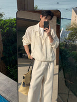 Drop-Shoulder Faux Two-Piece Casual Shirt 1