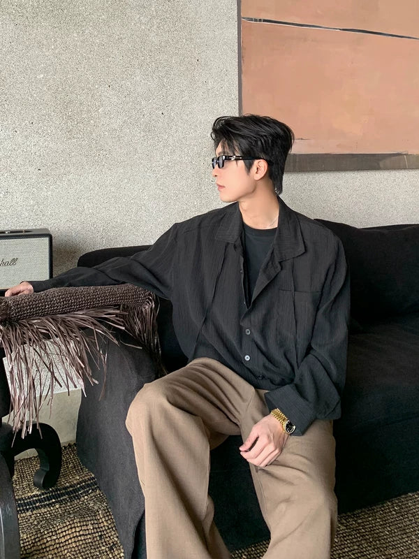 Drop-Shoulder Faux Two-Piece Casual Shirt 2