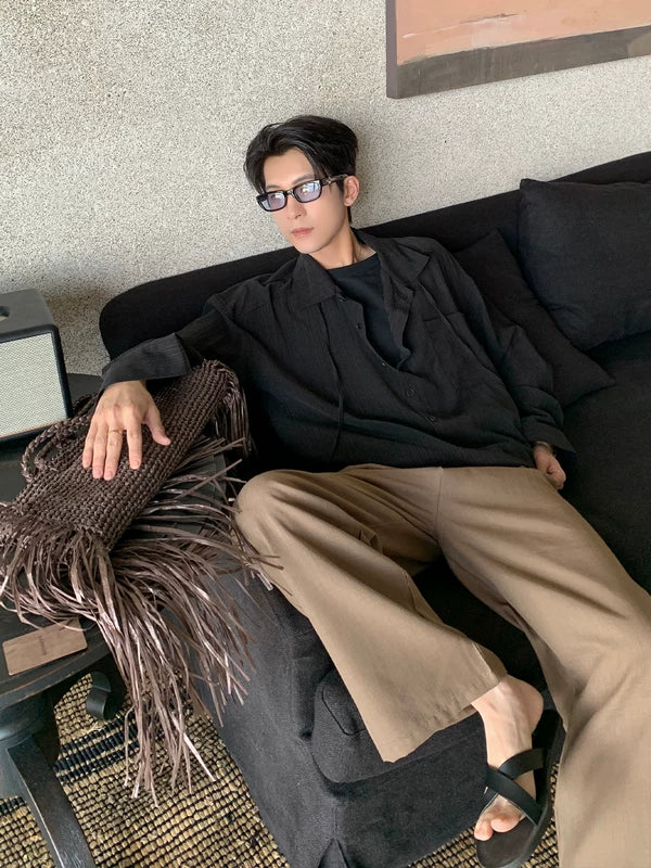 Drop-Shoulder Faux Two-Piece Casual Shirt 5