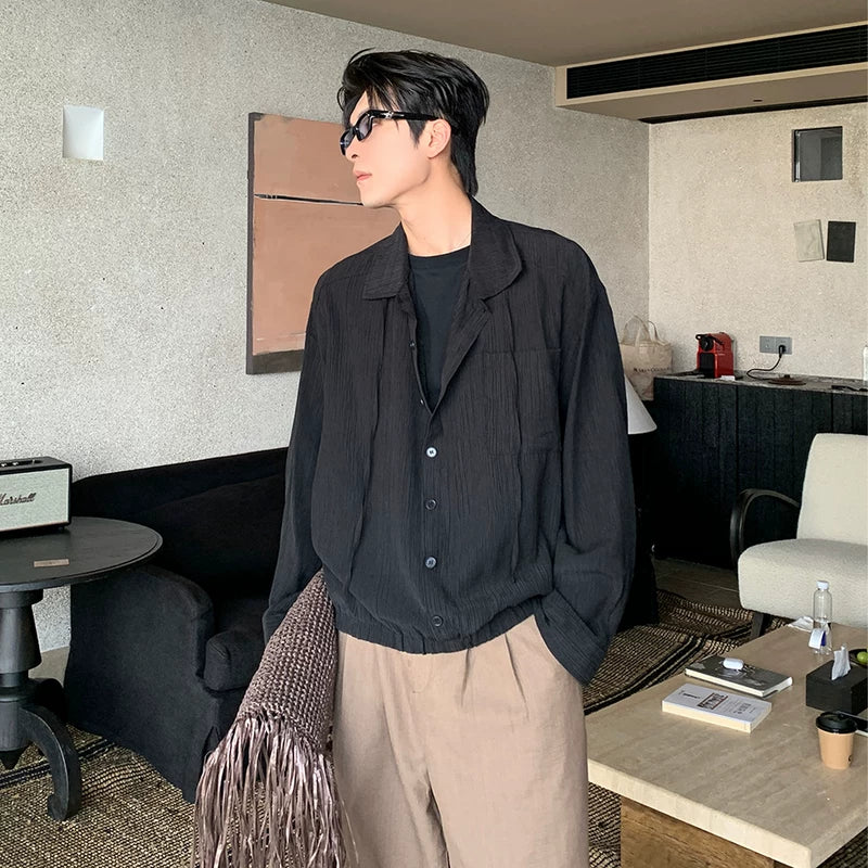 6043643045385,6043643045386,6043643045387, Drop-Shoulder Faux Two-Piece Casual Shirt