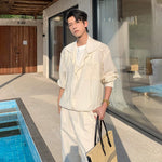 6043643045388,6043643045389,6043643045390, Drop-Shoulder Faux Two-Piece Casual Shirt