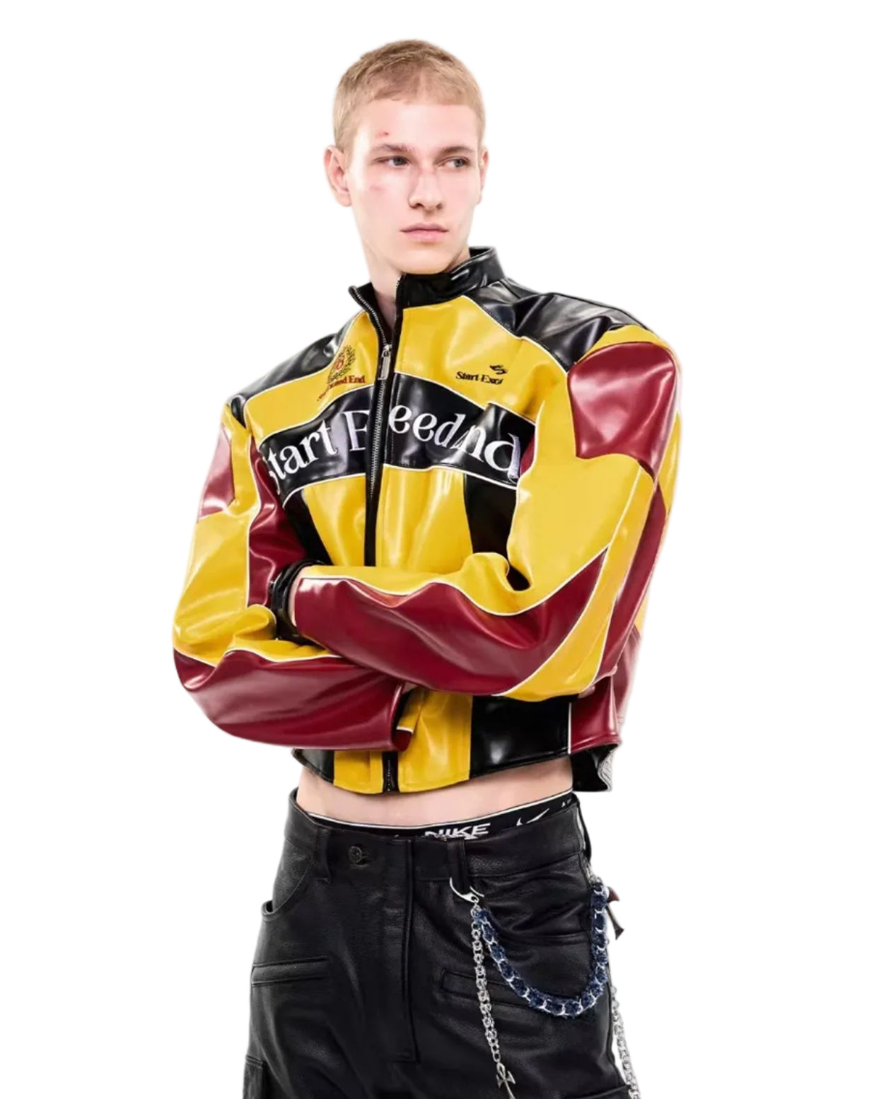 Кожаная куртка мотоциклиста в стиле Porsche 