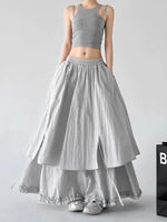 Elastic Waist Layered A-Line Maxi Skirt 5