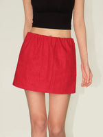 Elastic Waist Ramie Bodycon Mini Skirt 2