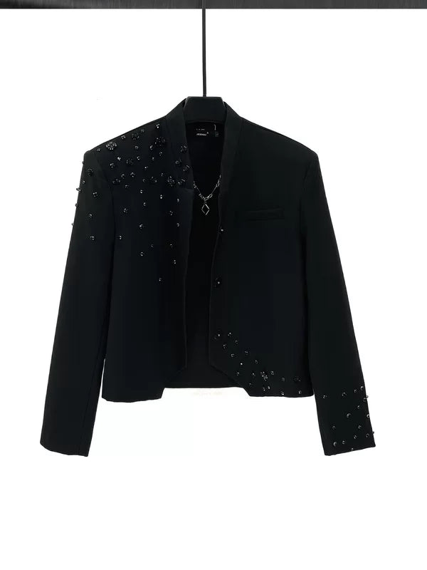 Embellished Stand-Collar Suit Jacket 3