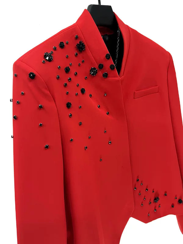 Embellished Stand-Collar Suit Jacket 4