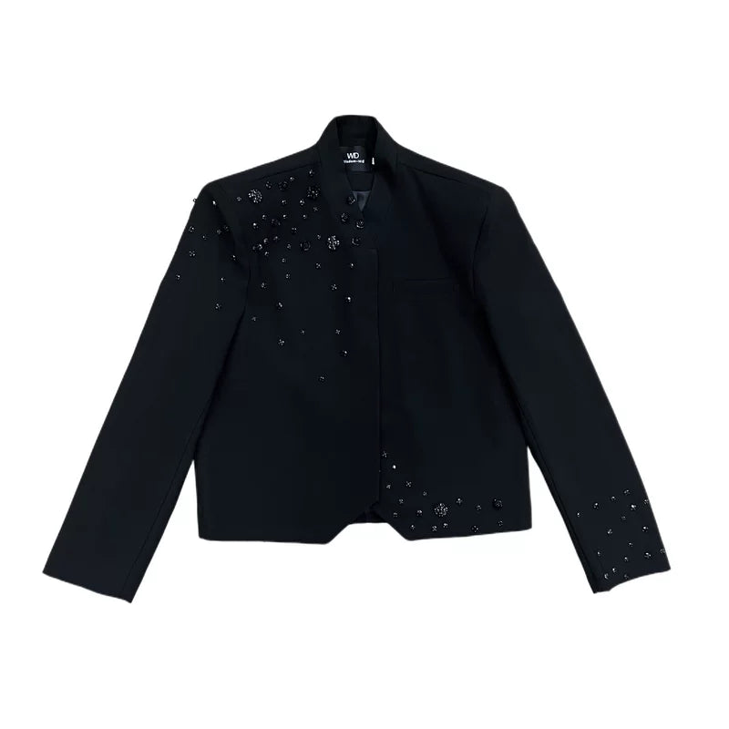 1627207:42176154295,6011582125725,1627207:42176154295,6011582125726,1627207:42176154295,6011582125727,6011582125725,6011582125726,6011582125727, Embellished Stand-Collar Suit Jacket