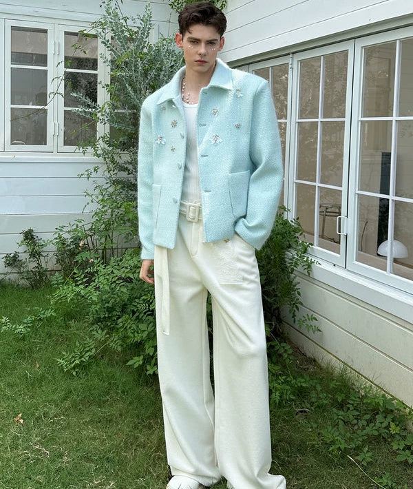 Embellished Wool Blend Casual Jacket 3