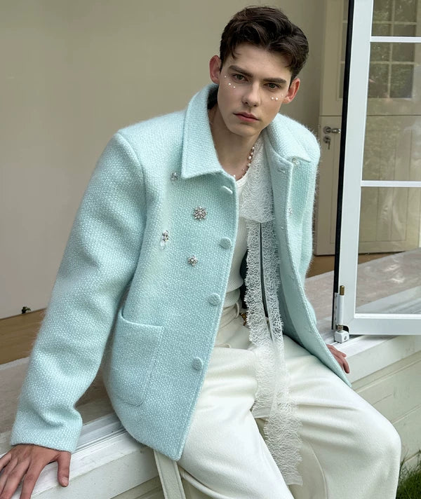 Embellished Wool Blend Casual Jacket 4