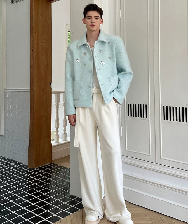 Embellished Wool Blend Casual Jacket 5