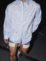 Embroidered Floral Striped Long Sleeve Shirt 4