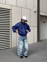 Embroidered Floral Wide Leg Jeans Pants 4