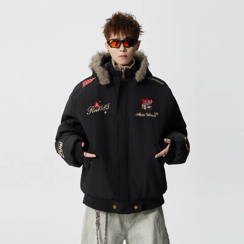 1627207:6124253605,6161085738292,1627207:6124253605,6161085738289,1627207:6124253605,6161085738283,1627207:6124253605,6161085738286,6161085738292,6161085738289,6161085738283,6161085738286, Embroidered Fur Hooded Winter Cotton Jacket