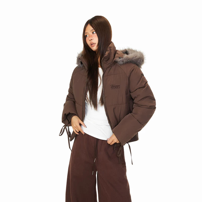 ,1627207:28336,6134909691497,1627207:28336,6134909691498,1627207:28336,6134909691496,6134909691497,6134909691498,6134909691496, Embroidered Hooded Puffer Jacket with Fur Collar