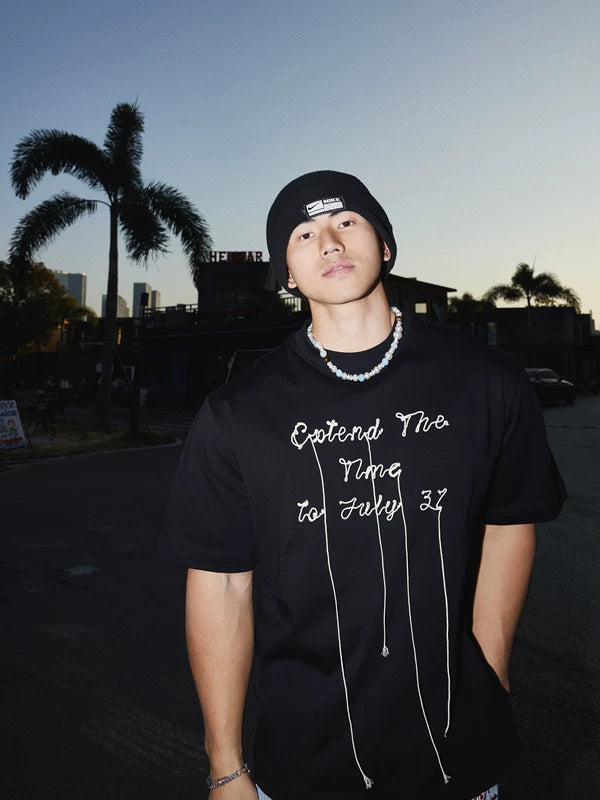 Embroidered Letter Tassel Graphic T-Shirt 4