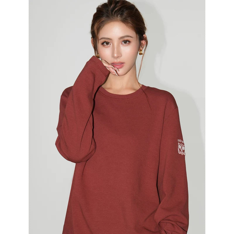 Embroidered Long Sleeve Knit Pullover Top 2