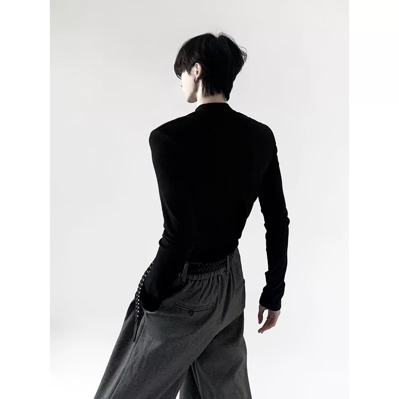 Embroidered Mock Neck Slim Fit T-Shirt 4