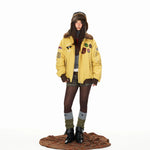 Embroidered Patch Flight Jacket with Fur Collar 4