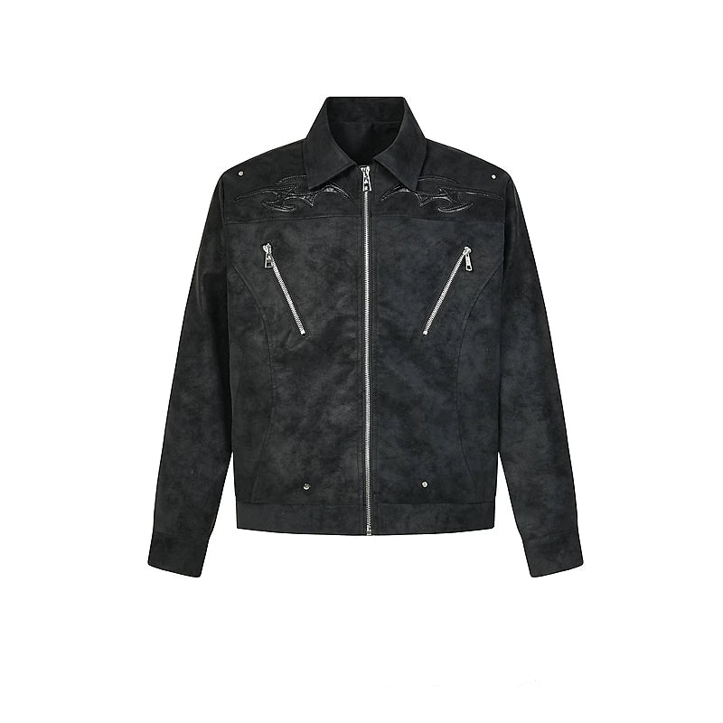 1627207:28341,6008590956379,1627207:28341,6008590956381,1627207:28341,6008590956380,6008590956379,6008590956381,6008590956380, Embroidered PU Leather Motorcycle Jacket
