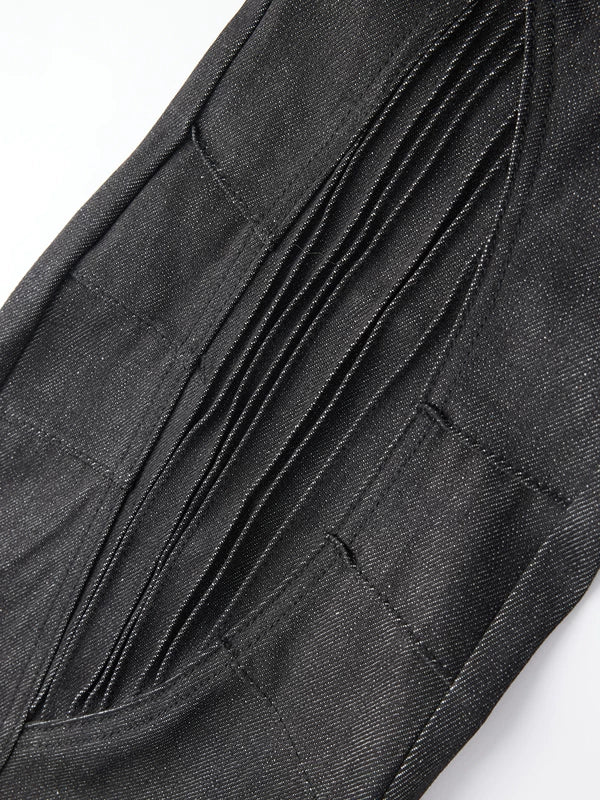 Embroidered Raw Denim Flared Jeans Pants 5