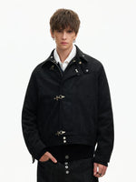 Embroidered Stand Collar Short Leather Jacket 3