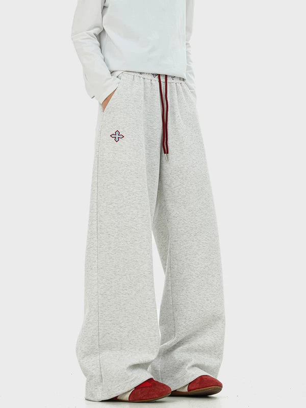 Embroidered Wide-Leg Drawstring Sweatpants 4