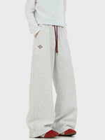 Embroidered Wide-Leg Drawstring Sweatpants 4