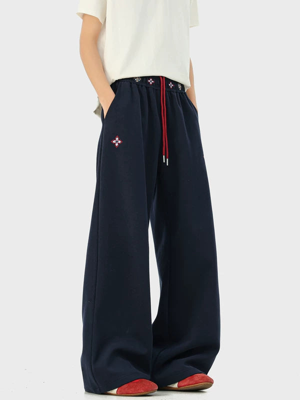 Embroidered Wide-Leg Drawstring Sweatpants 5