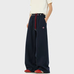 6012186521383,6012186521384,6012186521385,6012186521386,6012186521387, Embroidered Wide-Leg Drawstring Sweatpants