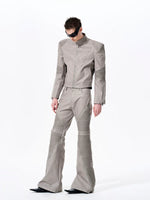 Exoskeleton Motorcycle Leather Jacket with Padding 3