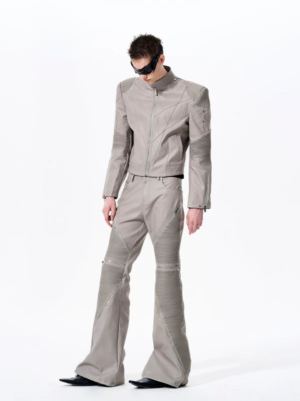 Exoskeleton Motorcycle Leather Jacket with Padding 3