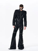 Exoskeleton Motorcycle Leather Jacket with Padding 4